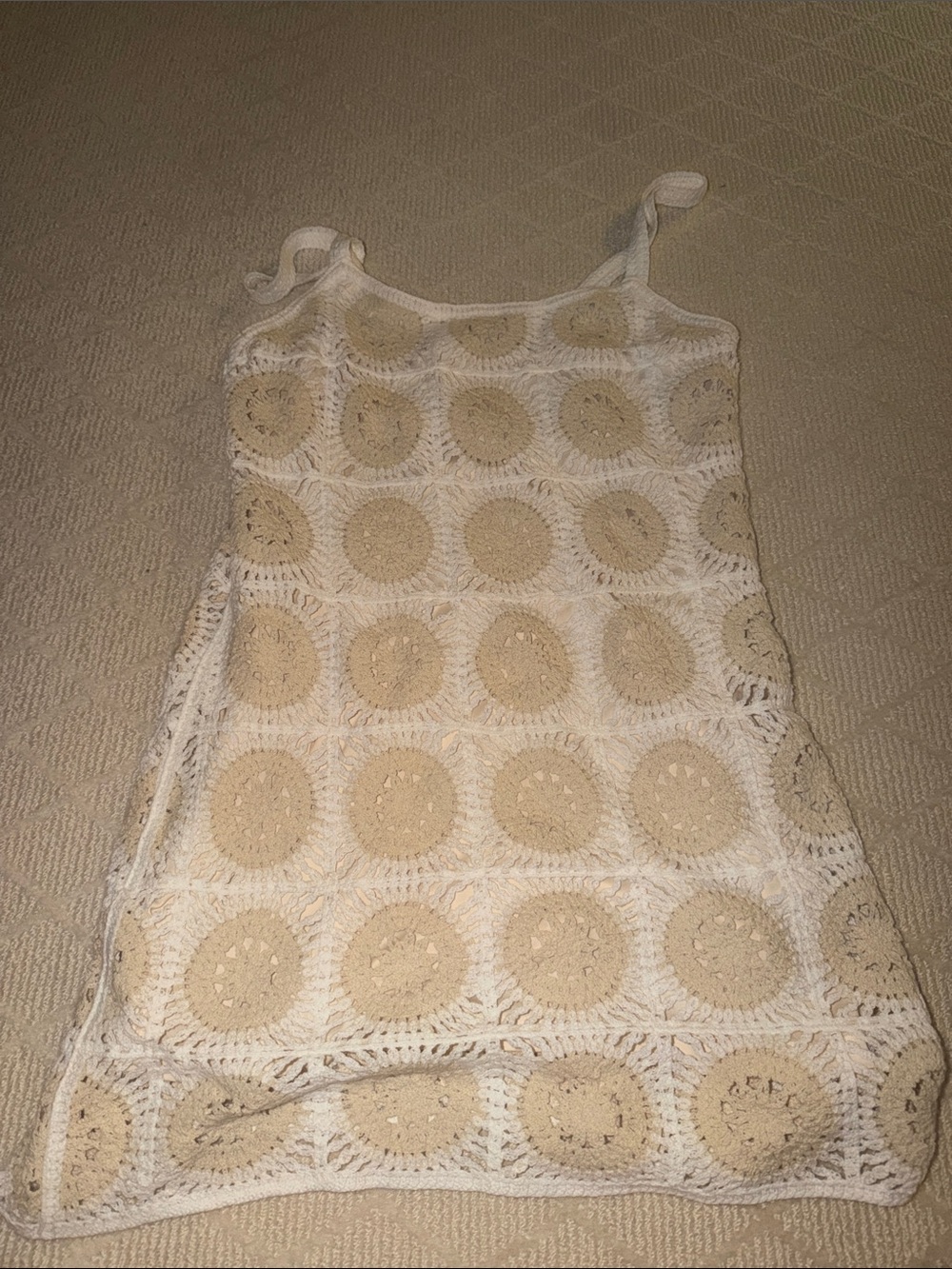 Zara Cream and Beige Crochet Mini Dress